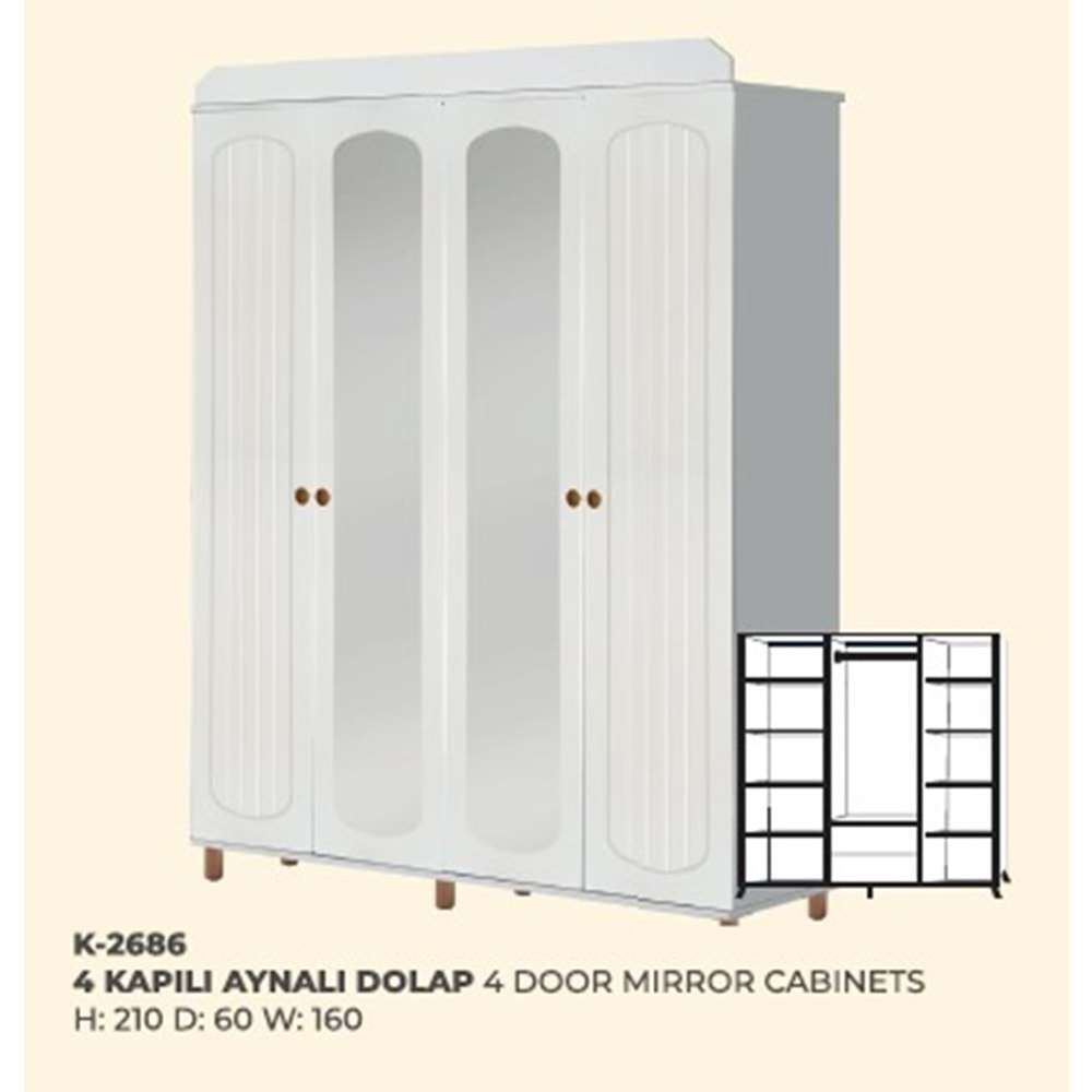2686 SONA BOHEM 4 KAPI GARDROP AYNALI
