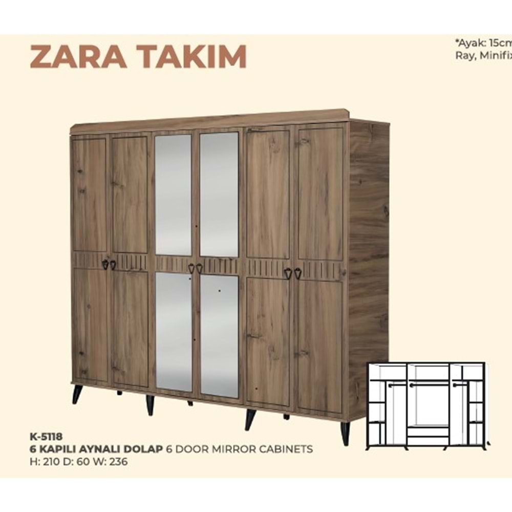 5118 ZARA 6 KAPI GARDOLAP AYNALI(KK-CNCKK)