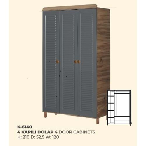 6140 ALPEREN 3 KAPAKLI 2 ÇEKMECELİ DOLAP (SMK-GMK)