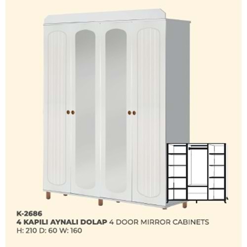 2686 SONA BOHEM 4 KAPI GARDROP AYNALI