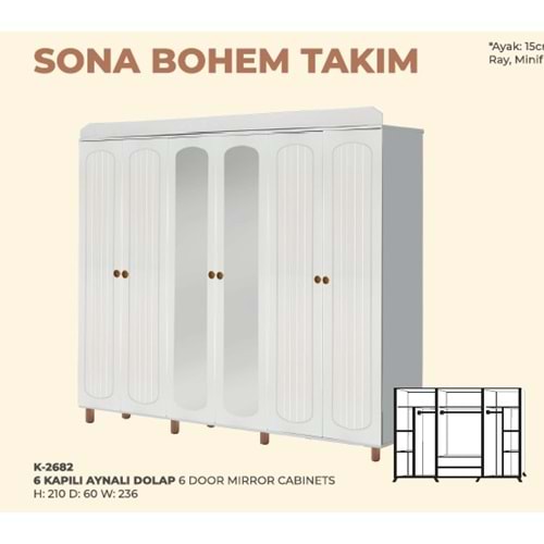 2682 SONA BOHEM 6 KAPI GARDROP AYNALI