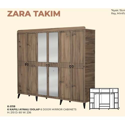 5118 ZARA 6 KAPI GARDOLAP AYNALI(KK-CNCKK)