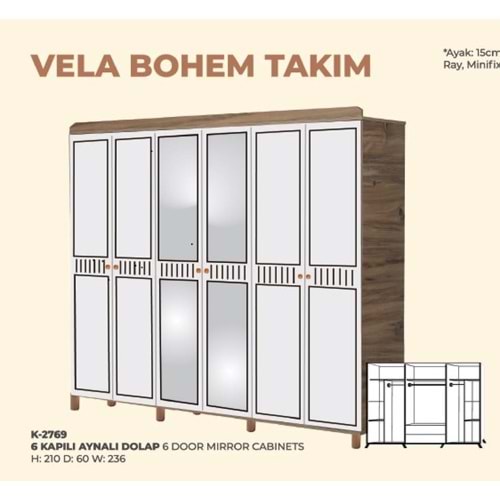 2769 VELA BOHEM 6 KAPI GARDROP AYNALI